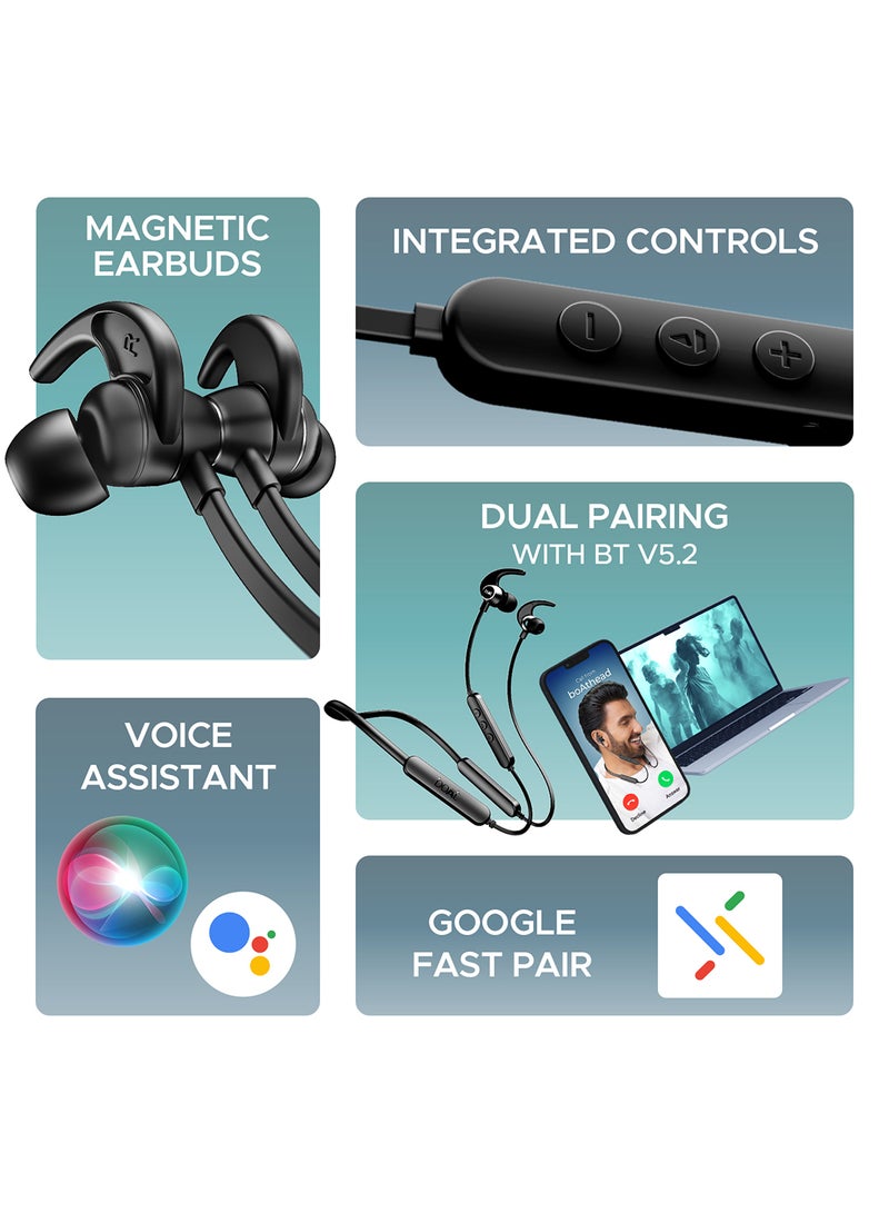 boAt - Rockerz 255 Pro+ Bluetooth In Ear NeckbAnd With Upto 60 Hours Playback, ASAP Charge, IPX7, Dual PairIng And Bluetooth v5.2 Active Black - Image 1