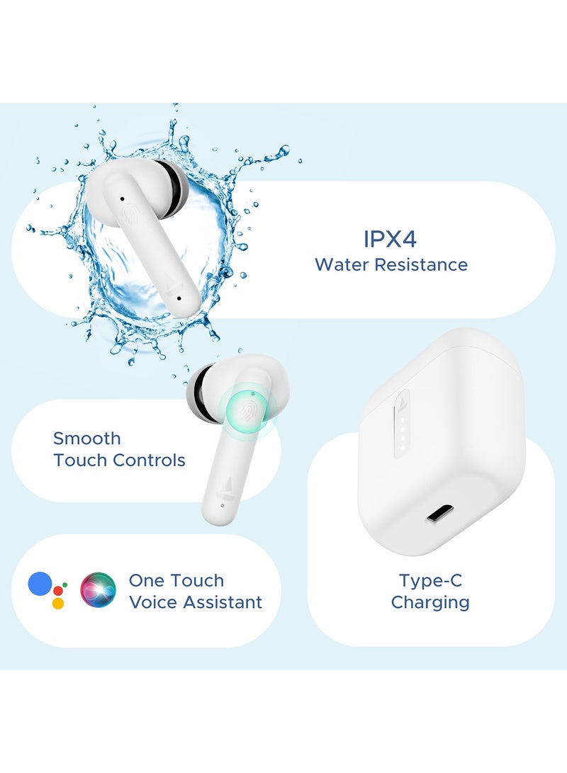 boAt - Airdopes 141 Bluetooth TWS Earbuds With 42H Playtime,Low Latency Mode For GamIng, ENx Tech, IWP, IPX4 Water Resistance, Smooth Touch Controls Pure White - Image 1