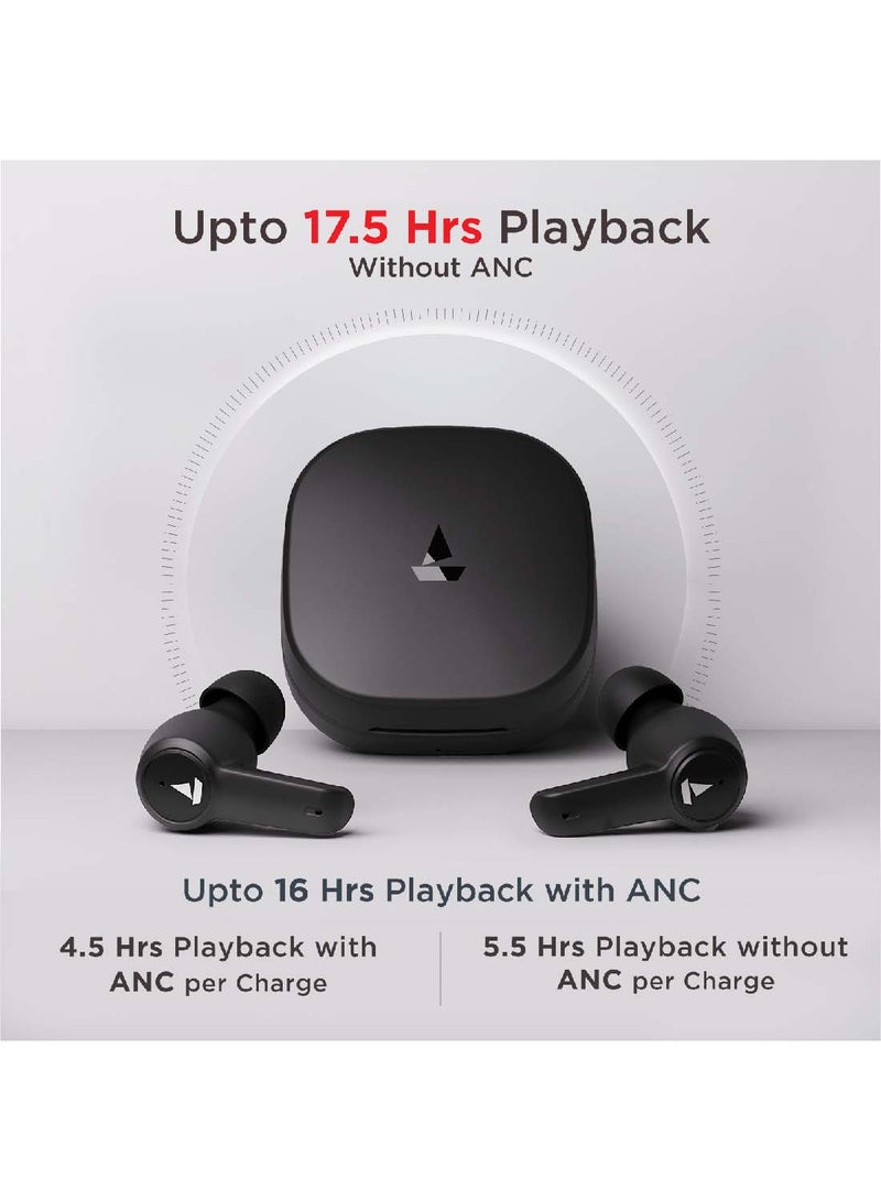 boAt - Airdopes 411ANC With upto 17.5 Hours Playback And ASAP Charge Bluetooth Headset Black Storm - Image 1