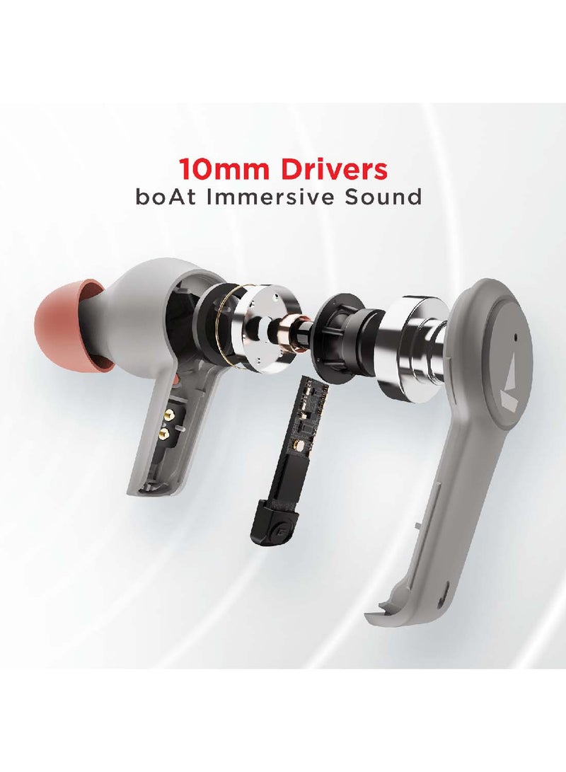 boAt - Airdopes 411ANC With upto 17.5 Hours Playback And ASAP Charge Bluetooth Headset Grey Hurricane - Image 1