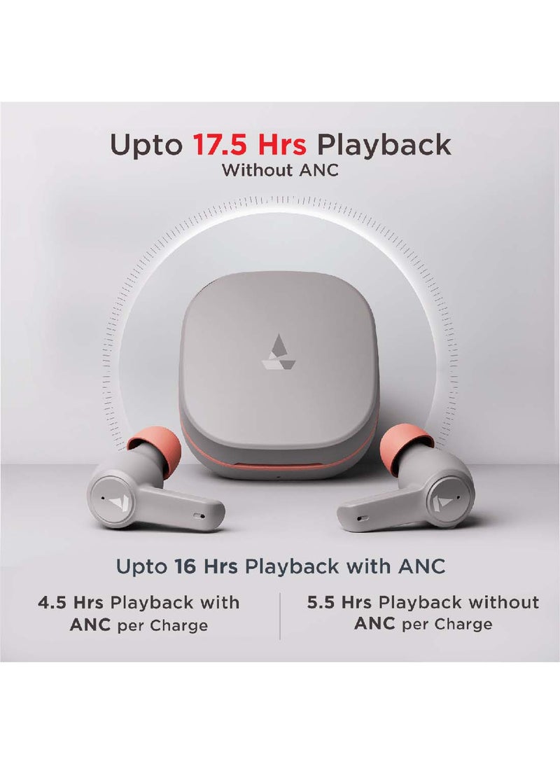 boAt - Airdopes 411ANC With upto 17.5 Hours Playback And ASAP Charge Bluetooth Headset Grey Hurricane - Image 1