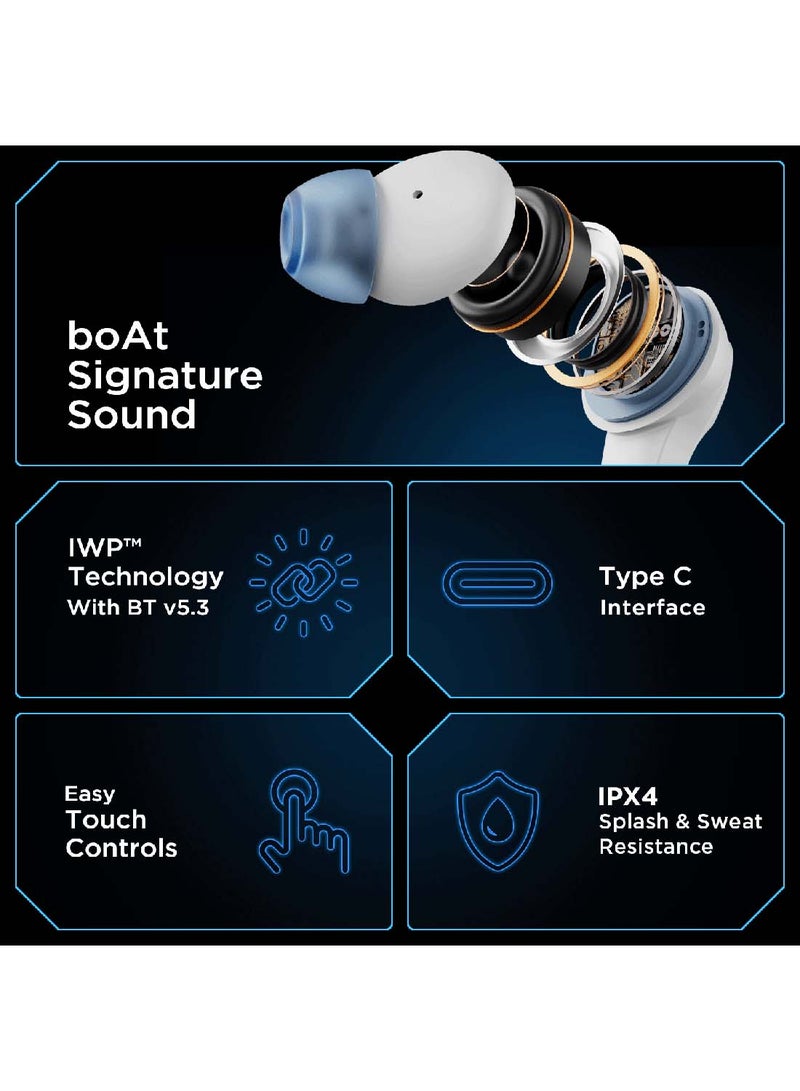 boAt - Immortal 131 With Beast Mode, 40 Hours Playback And ENx Tech White Sabre - Image 1