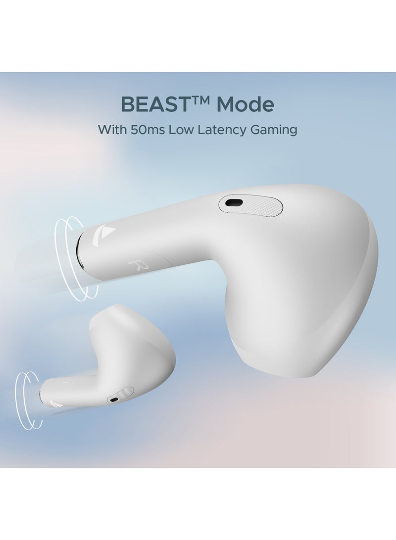 boAt - Airdopes Alpha With 35 HRS Playback, 13mm Drivers, Dual Mics ENx & Beast Mode Swedish White - Image 1