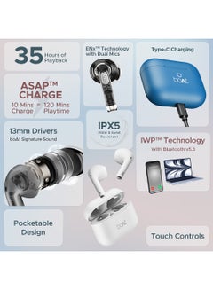 boAt Airdopes Alpha With 35 HRS Playback, 13mm Drivers, Dual Mics ENx & Beast Mode Swedish White  - Image 2