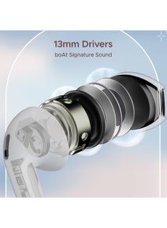 boAt Airdopes Alpha With 35 HRS Playback, 13mm Drivers, Dual Mics ENx & Beast Mode Swedish White  - Image 4