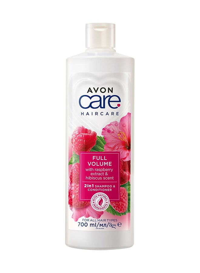 AVON - 2 in 1 Hair Care Full Volume  Shampoo And Conditioner, Raspberry Exctract And Hibiscus Scent, 700 ML Clear - Image 1