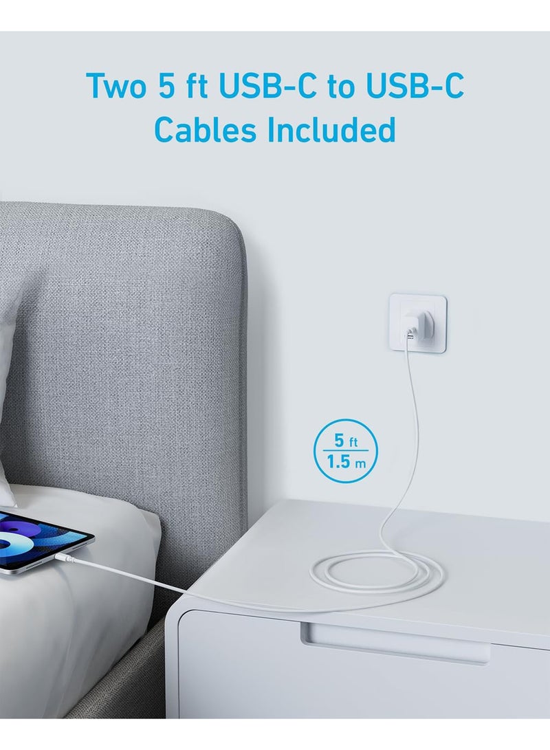 Anker - USB C Charger, iPhone Charger, 20W Dual Port USB Fast Charger, Type C Charger for iPhone 16/16 Pro/16 Pro Max/15/14/13/12, iPad Pro/AirPods, Samsung S25/S24/S23 and More (USB-C Cable Included) White White - Image 1