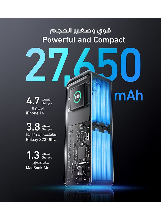 Anker 27650 mAh Prime 27,650mAh Power Bank (250W) with 100W Charging Base, 3-Port Portable Charger, Smart App, Compatible with Macbook Pro/Air, iPhone 16/15/14 Series, Huawei, Samsung, Dell, AirPods, Xiaomi Black  - Image 5