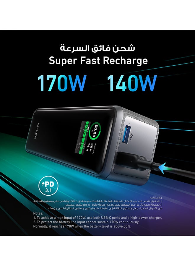 Anker 27650 mAh Prime 27,650mAh Power Bank (250W) with 100W Charging Base, 3-Port Portable Charger, Smart App, Compatible with Macbook Pro/Air, iPhone 16/15/14 Series, Huawei, Samsung, Dell, AirPods, Xiaomi Black  - Image 4