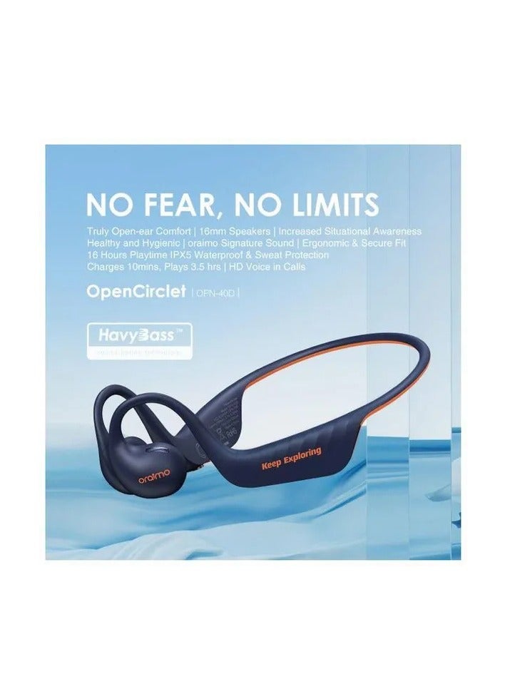 Open Circlet Open-ear Headphones wireless with up to 13 hrs playtime and ENC Blue