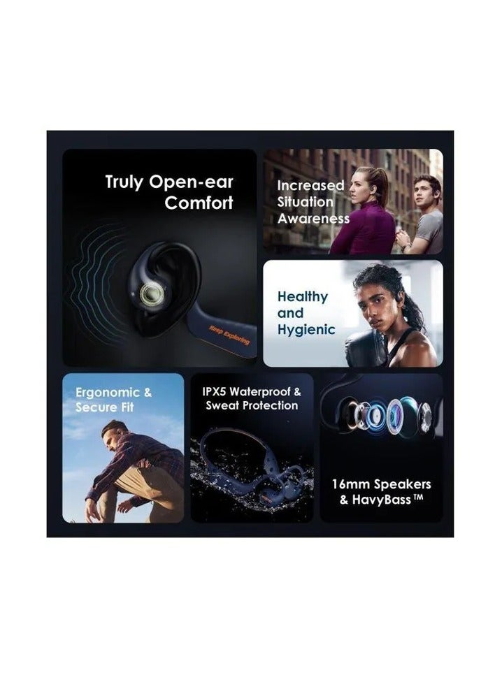 Open Circlet Open-ear Headphones wireless with up to 13 hrs playtime and ENC Blue