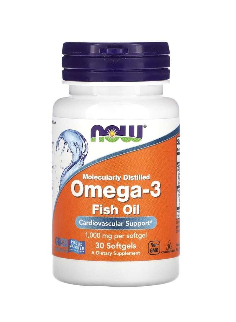 Now Foods - Omega 3 Fish Oil 1000 mg 30 Softgels 1000 Mg Per - Image 1