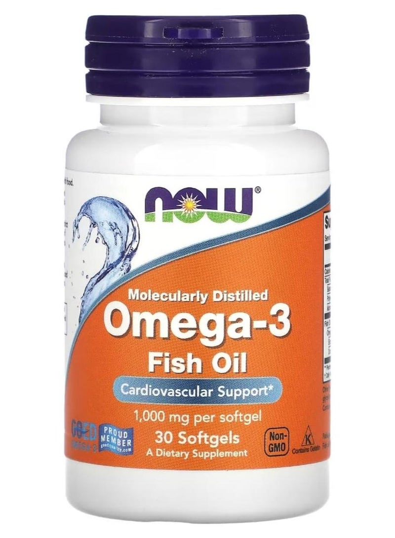 ناو فودز أوميجا 3 زيت السمك 1000 مجم 30 كبسولة هلامية 1000 مجم لكل - Image 1