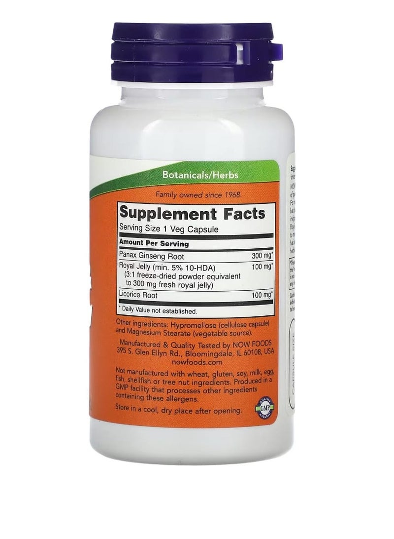 ناو فودز كبسولات الجنسنج وغذاء ملكات النحل 90 كبسولة - Image 2