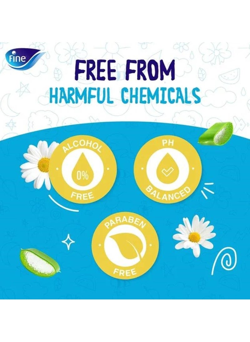 فاين مناديل الأطفال لجميع الجسم تحتوي على البابونج والألوة فيرا 72 قطعة - Image 2