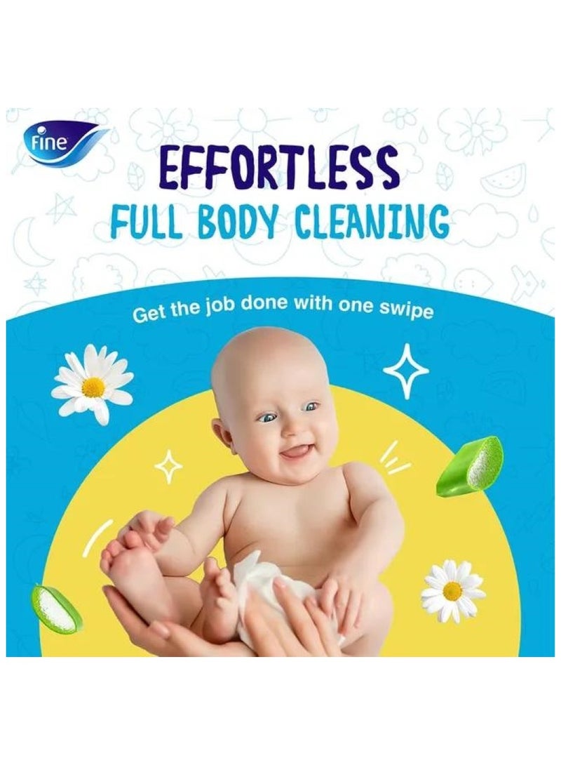 فاين مناديل الأطفال لجميع الجسم تحتوي على البابونج والألوة فيرا 72 قطعة - Image 3