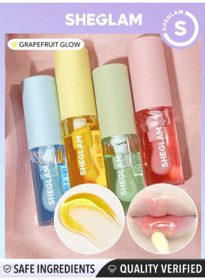 Jelly Wow Hydrating Non-Sticky Lip Oil Moisturizing Plumping Lip Gloss Grapefruit Glow