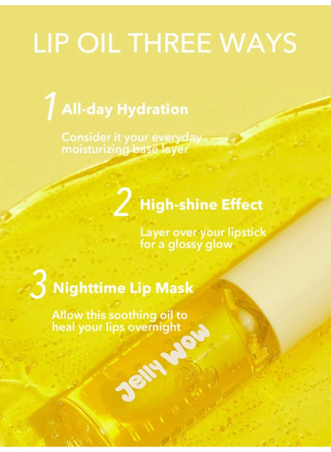 Jelly Wow Hydrating Non-Sticky Lip Oil Moisturizing Plumping Lip Gloss Grapefruit Glow