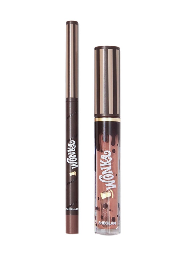 SHEGLAM Willy Wonka Cocoa Kiss Lip Duo-Cookies N Milk  - Image 1