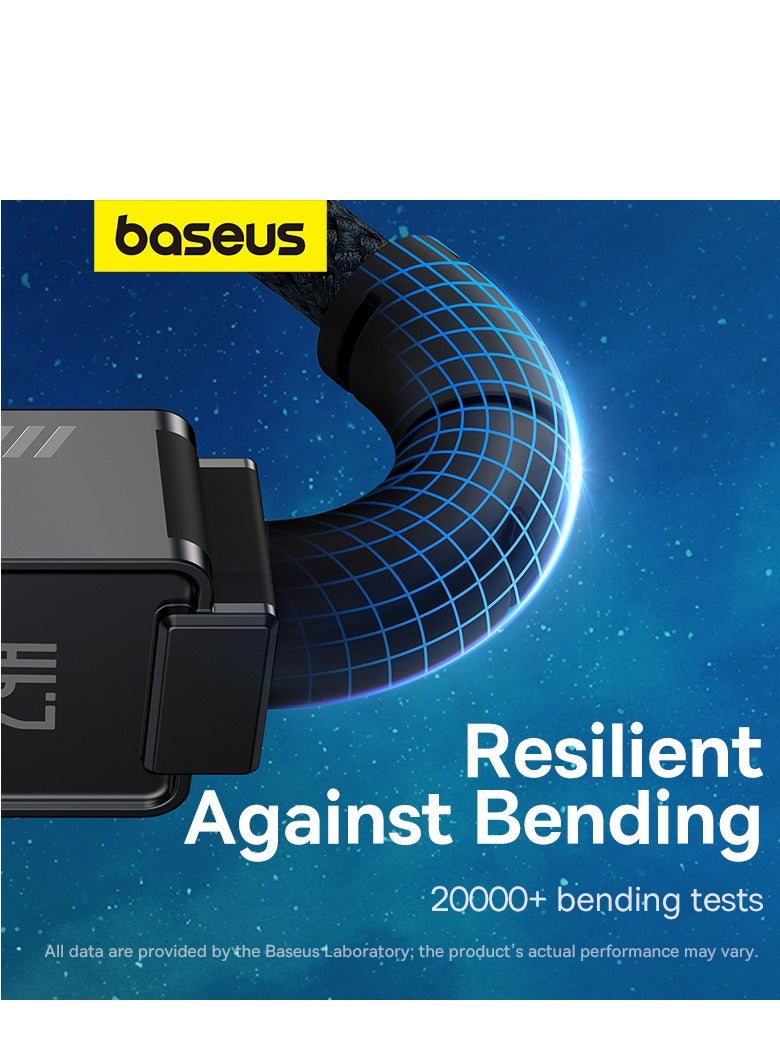 Baseus - USB-A to Lightning Cable, Aramid Fiber Unbreakable Series (1m) 2.4A iPhone Fast Charger Cable Nylon Braided USB To iPhone Cord For iPhone 14/13/13Pro/13ProMax/12/12Pro/12ProMax/11/11Pro/XS Black - Image 1
