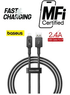 USB-A to Lightning Cable, Aramid Fiber Unbreakable Series (1m) 2.4A iPhone Fast Charger Cable Nylon Braided USB To iPhone Cord For iPhone 14/13/13Pro/13ProMax/12/12Pro/12ProMax/11/11Pro/XS Black