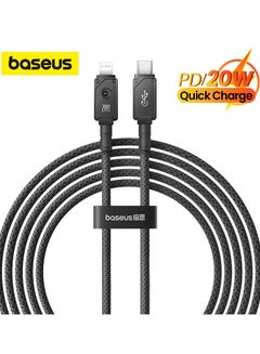 Baseus USB C to Lightning Cable, Aramid Fiber Unbreakable Series (2m) 20W PD iPhone Fast Charger Cable Nylon Braided Type C To iPhone Cord For iPhone 14/13/13Pro/13ProMax/12/12Pro/12ProMax/11/11Pro/XS Black  - Image 1