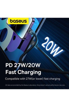 Baseus USB C to Lightning Cable, Aramid Fiber Unbreakable Series (2m) 20W PD iPhone Fast Charger Cable Nylon Braided Type C To iPhone Cord For iPhone 14/13/13Pro/13ProMax/12/12Pro/12ProMax/11/11Pro/XS Black  - Image 2
