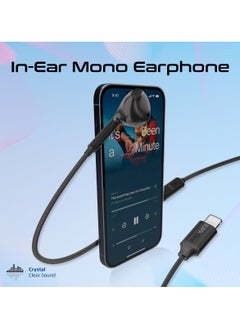 PROMATE Mono Earbuds With Lightning Connector, Ergonomic Mfi Certified HD Mono Earphone With Mic, Noise Isolation, Call Function, And In-Line Volume Control For iPhone 16, iPad Air, iPod, Monopod-LT - Black  - Image 2