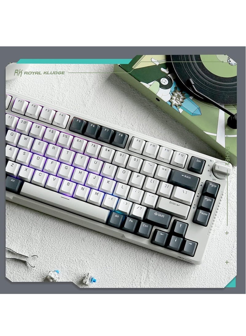 Royal Kludge - H81 Hot Swappable Mechanical Keyboard, Triple Mode RGB SkyCyan - Image 1