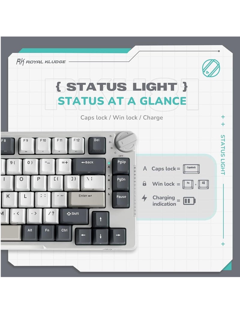 Royal Kludge - H81 Hot Swappable Mechanical Keyboard, Triple Mode RGB SkyCyan - Image 1
