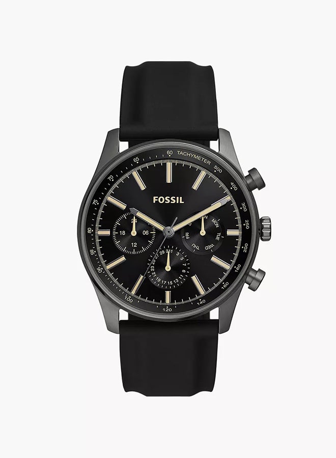 FOSSIL Men's Analog Round Shape Silicone Wrist Watch - Image 1