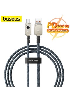 USB To USB C Cable 100W Fast Charging Cable, (1m) Heavy-Duty Unbreakable Aramid Fiber Braided Cable, Supports Data Transfer For Huawei/iPhone 15 Series/MacBook M3 M2 M1/iPad/Samsung And More White / Grey