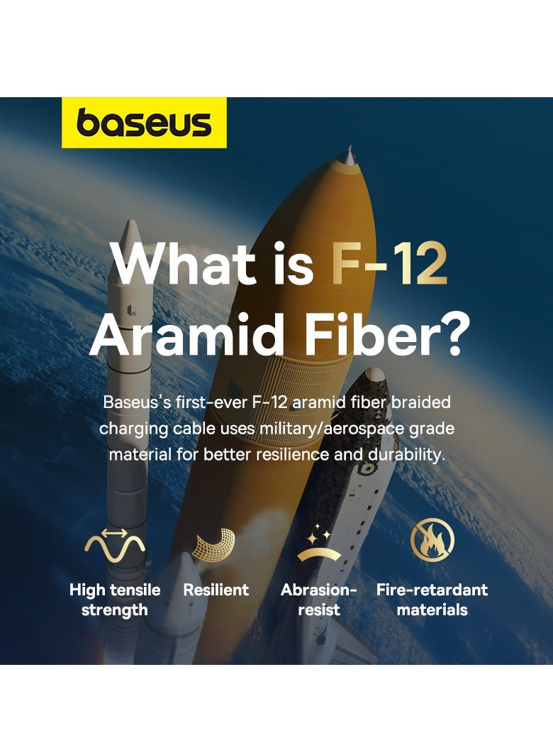 Baseus - USB To USB C Cable 100W Fast Charging Cable, (1m) Heavy-Duty Unbreakable Aramid Fiber Braided Cable, Supports Data Transfer For Huawei/iPhone 15 Series/MacBook M3 M2 M1/iPad/Samsung And More White / Grey - Image 1