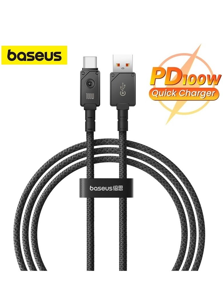 Baseus USB To USB C Cable 100W Fast Charging Cable, (1m) Heavy-Duty Unbreakable Aramid Fiber Braided Cable, Supports Data Transfer For Huawei/iPhone 15 Series/MacBook M3 M2 M1/iPad/Samsung And More Black  - Image 1