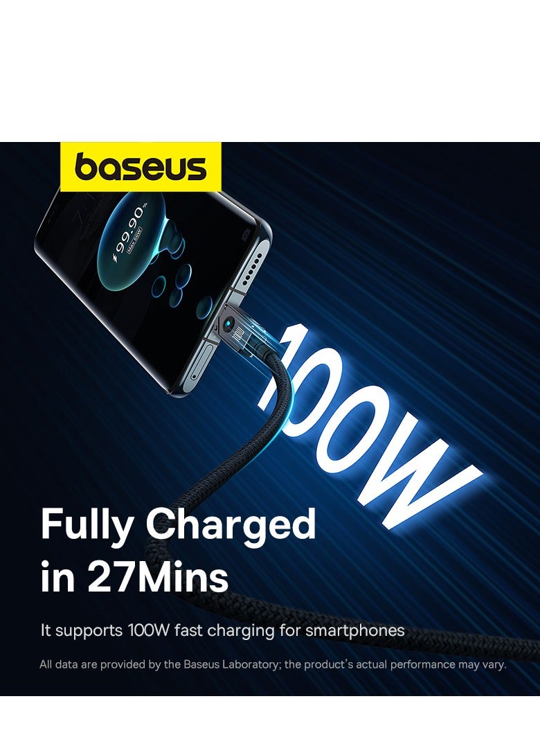 Baseus USB To USB C Cable 100W Fast Charging Cable, (1m) Heavy-Duty Unbreakable Aramid Fiber Braided Cable, Supports Data Transfer For Huawei/iPhone 15 Series/MacBook M3 M2 M1/iPad/Samsung And More Black  - Image 2