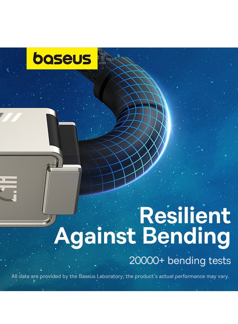 Baseus - USB-A To Lightning Cable, Aramid Fiber Unbreakable Series (1m) 2.4A iPhone Fast Charger Cable Nylon Braided USB To iPhone Cord For iPhone 14/13/13Pro/13ProMax/12/12Pro/12ProMax/11/11Pro/XS White/Grey - Image 1