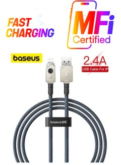 USB-A To Lightning Cable, Aramid Fiber Unbreakable Series (1m) 2.4A iPhone Fast Charger Cable Nylon Braided USB To iPhone Cord For iPhone 14/13/13Pro/13ProMax/12/12Pro/12ProMax/11/11Pro/XS White/Grey
