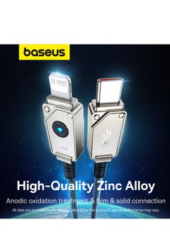 Baseus USB C To Lightning Cable, Aramid Fiber Unbreakable Series (2m) 20W PD iPhone Fast Charger Cable Nylon Braided Type C To iPhone Cord For iPhone 14/13/13Pro/13ProMax/12/12Pro/12ProMax/11/11Pro/XS White /Grey  - Image 4