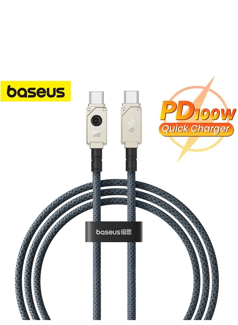 بيسوس كابل USB C إلى USB C كابل شحن سريع 100 وات، (1 متر) كابل مضفر من ألياف الأراميد غير قابل للكسر، يدعم نقل البيانات لسلسلة iPhone 15/MacBook M3 M2 M1/iPad/Samsung/Oneplus والمزيد - Image 1