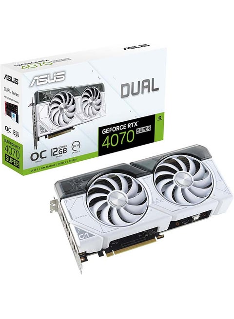ASUS Dual GeForce RTX 4070 Super White OC Edition (PCIe 4.0, 12GB GDDR6X, DLSS 3, HDMI 2.1a, DisplayPort 1.4a, 2.56-Slot Design, Axial-tech Fan Design, Auto-Extreme Technology, and More) White