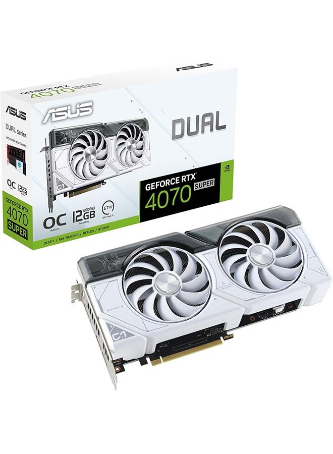 ASUS - ASUS Dual GeForce RTX 4070 Super White OC Edition (PCIe 4.0, 12GB GDDR6X, DLSS 3, HDMI 2.1a, DisplayPort 1.4a, 2.56-Slot Design, Axial-tech Fan Design, Auto-Extreme Technology, and More) White - Image 1