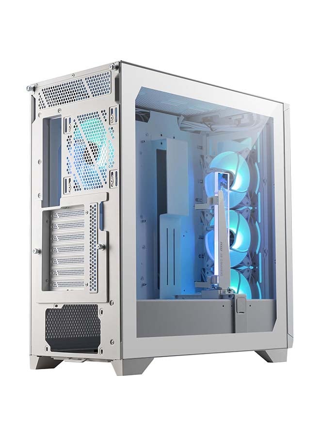 MSI - MPG GUNGNIR 300R Airflow White Mid-Tower Gaming PC Case with Mesh Front Panel and RGB Lighting - ATX Motherboard Compatibility, Tempered Glass Side Panel, Pre-Installed Fans White - Image 1