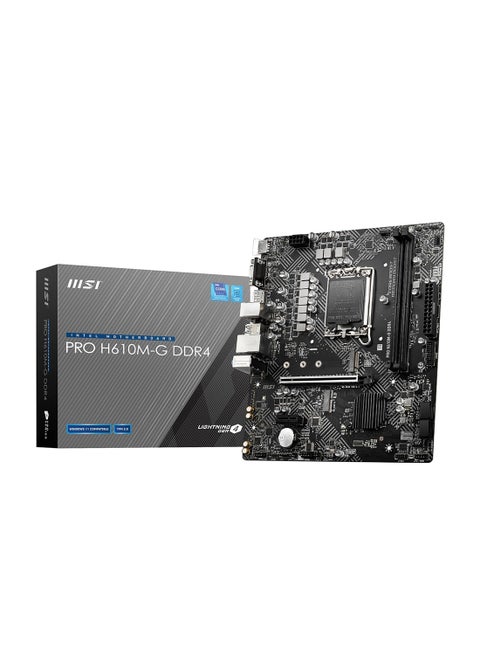 PRO H610M-G WIFI DDR4 LGA 1700 mATX Motherboard, Intel H610 Chipset, 2x DDR4 Slots / 64GB Max Mmeory, Wi-Fi 5, Bluetooth 4.2, 1x PCIe x16, HDMI / DP / VGA / USB 3.2 /2.0 | 911-7D46-031 Black