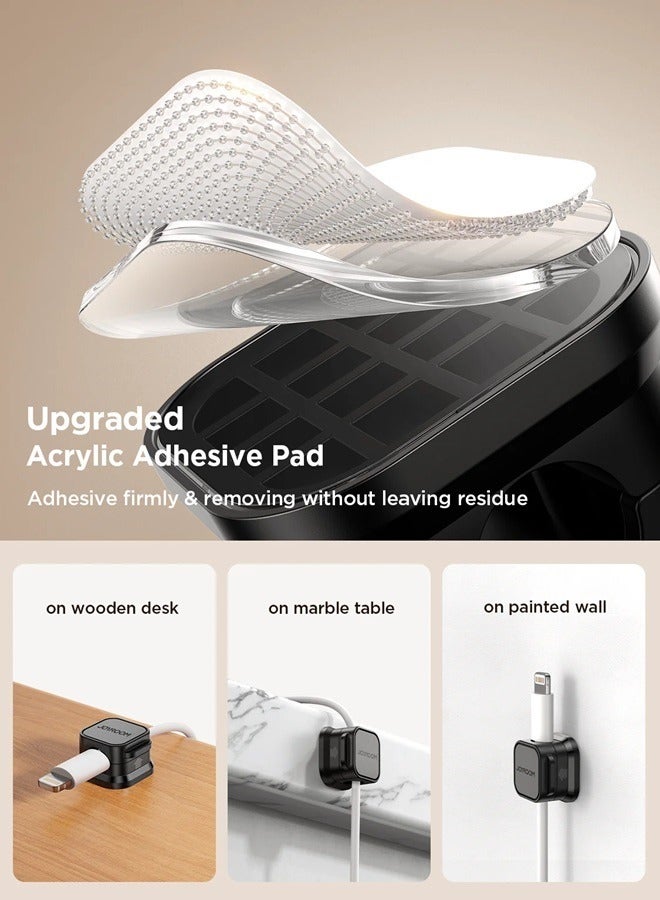 جوي روم مجموعة من 3 مشابك كابلات مغناطيسية مع مشابك سلكية/إدارة كابلات تحت المكتب/صندوق تخزين مشبك سلك لاصق للمنزل والمكتب والهاتف والسيارة والحائط وسطح المكتب وطاولة النوم - Image 5