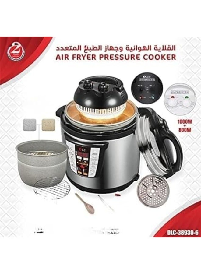 دي إل سي  Air Fryer And Electric Pressure Cooker 2 In 1 , 6 L 1000 W DLC-38930-6 Silver/Black - Image 1