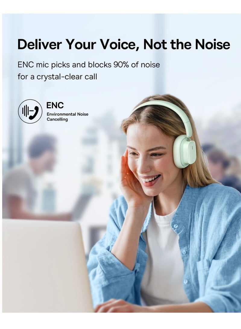 Baseus - Bowie H1i Active Noise Cancelling Headphones with 100 Hours Playtime, LHDC Hi-Res Audio, Up to 95% Noise Reduction, Spatial Audio, ENC Microphones, 0.038s Low Latency, Bluetooth 5.3 Wireless Headphones Green Green - Image 1