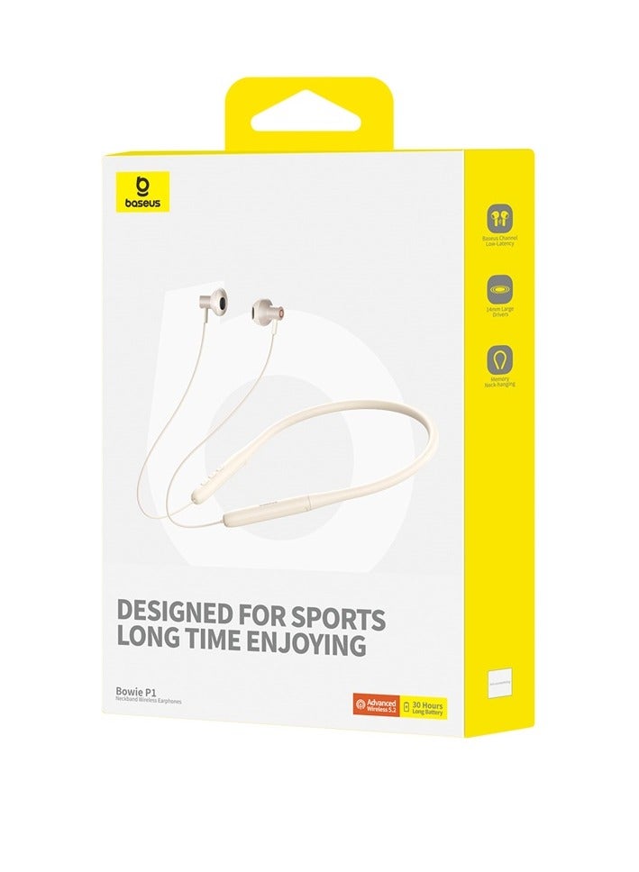 Bluetooth Headphones V5.2 Wireless Bluetooth Earbuds w Mic in-Ear Magnetic Neckband Earphone 30Hrs Playtime IPX5 Sweatproof HiFi Stereo Sound Headset For Phone Call Music Sports White