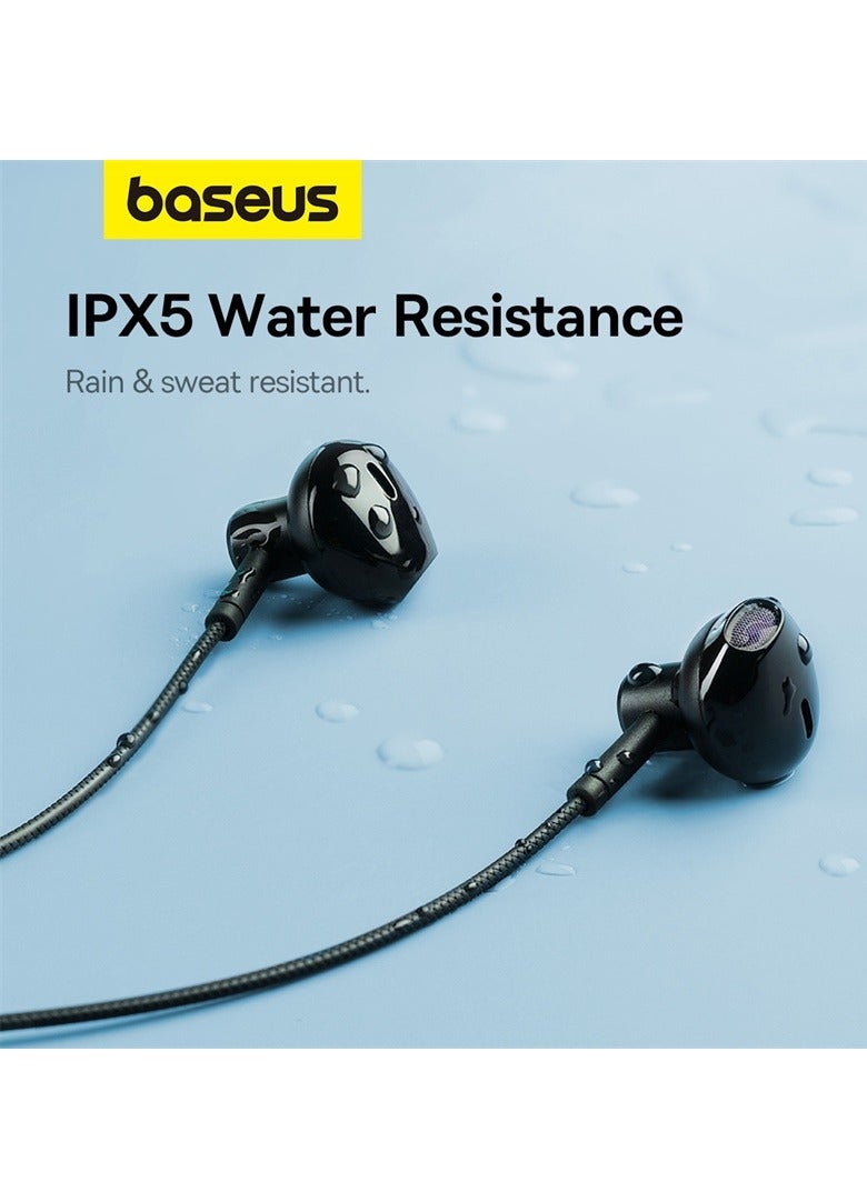 Baseus - Bluetooth Headphones V5.2 Wireless Bluetooth Earbuds w/Mic in-Ear Magnetic Neckband Earphone 30Hrs Playtime IPX5 Sweatproof HiFi Stereo Sound Headset For Phone Call Music Sports Black - Image 1