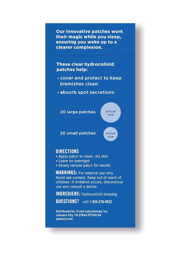 PanOxyl - Overnight Spot Patches, Hydrocolloid Patch 40 Counts Packaging May Vary - Image 1