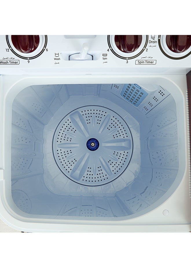 GEEPAS Twin Tub Semi-Automatic Washing Machine Equipped with Strong Pulsator, Air Dry Spinning Function 7 kg 530 W GSWM18046 White/Black/Red  - Image 5